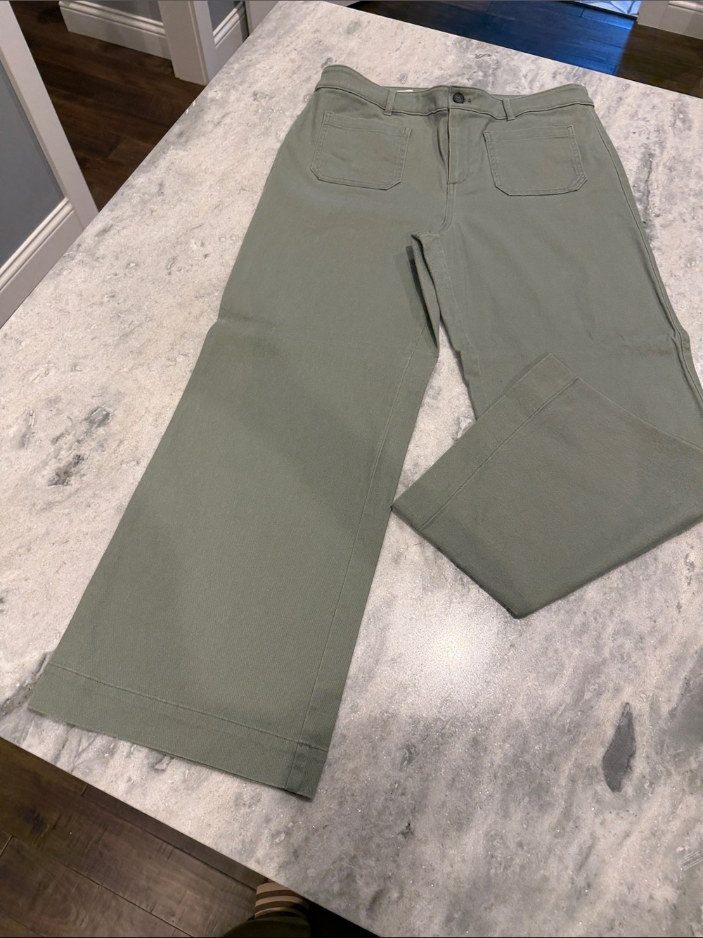 LOFT Olive Green High-Rise Wide Leg Pants